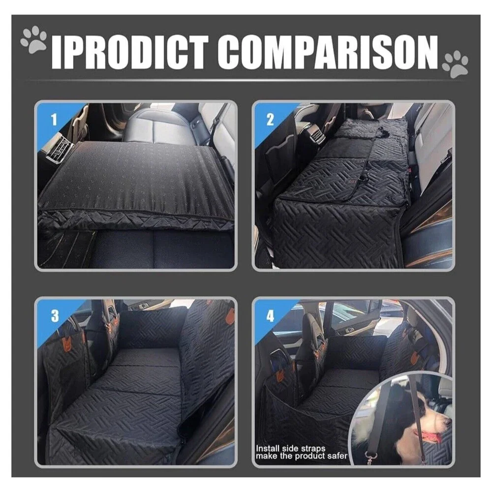 Back Seat Extender for Dogs Hard Bottom Dog Car Backseat Cover Protector Black